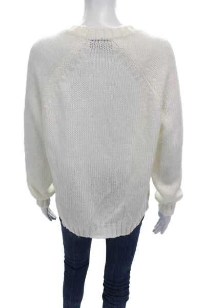 Wooden Ships Womens White Wool Blend Pullover Sweater Crew Neck Size S