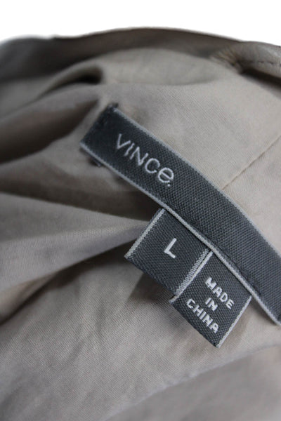 Vince Womens Biker Leather Jacket Beige Zip Long Sleeve Fall Size L