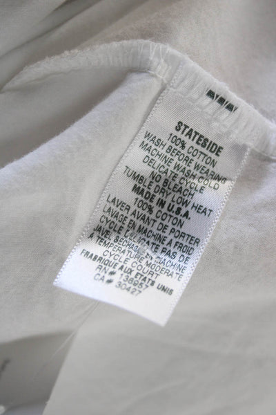 Stateside Women Basic Button-Up White Cotton Collared Long Sleeve Size M