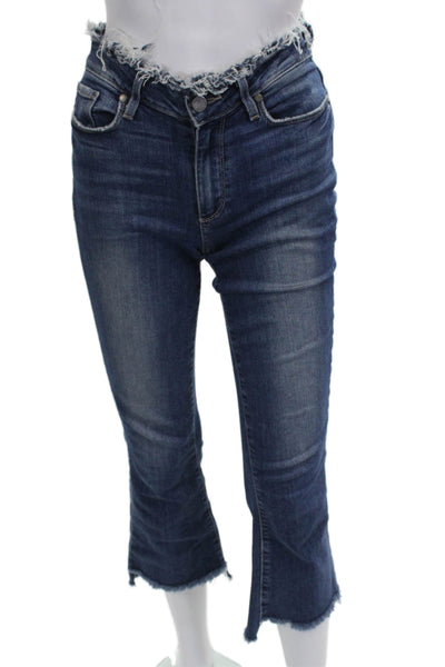 Paige Womens Cropped Jeans Blue Cotton Mid Rise Size 26