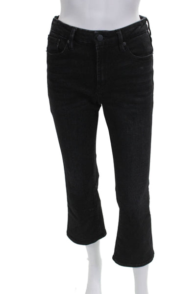 Dear John Womens Cropped Jeans Black High Rise Button Cotton Size 26
