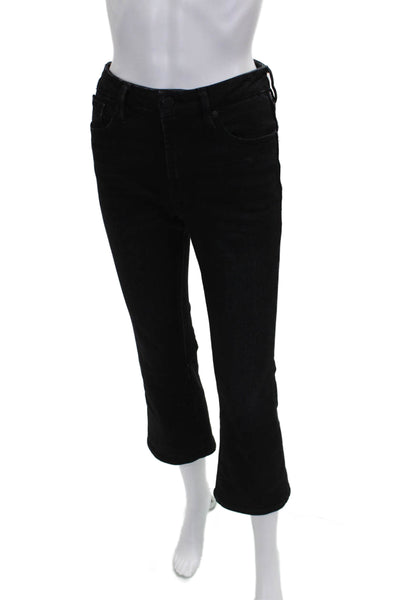Dear John Womens Cropped Jeans Black High Rise Button Cotton Size 26