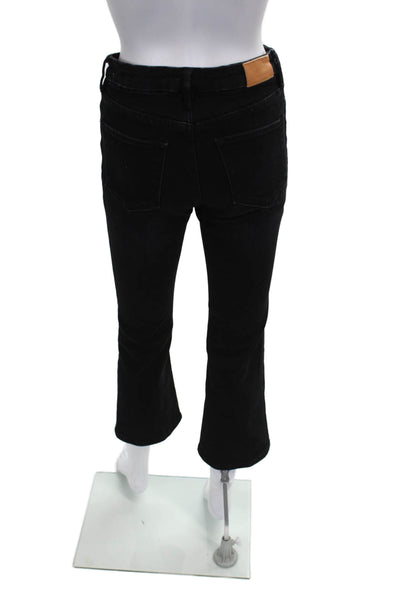 Dear John Womens Cropped Jeans Black High Rise Button Cotton Size 26