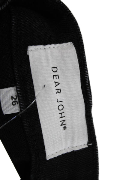 Dear John Womens Cropped Jeans Black High Rise Button Cotton Size 26