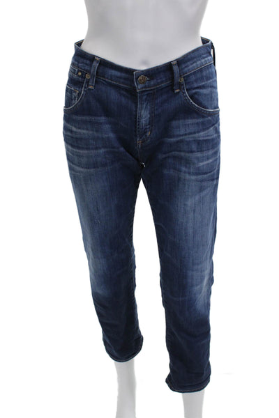 Citizens of Humanity Women Tapered Jeans Blue Mid Rise Cotton Blend Size 25