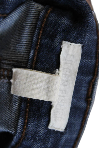 Eileen Fisher Women Blue Cotton Blend Straight Jeans Inseam 30 Size 10