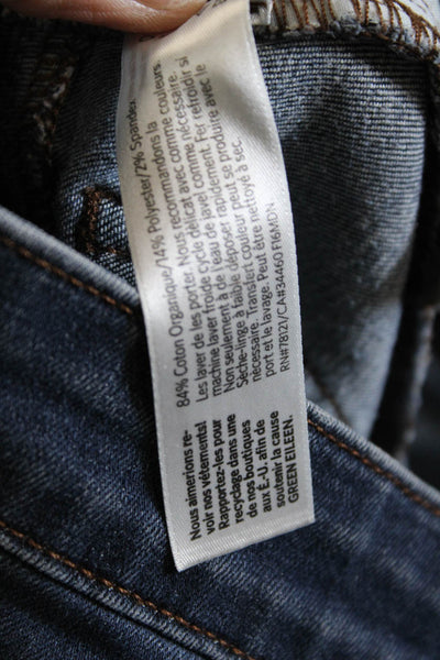 Eileen Fisher Women Blue Cotton Blend Straight Jeans Inseam 30 Size 10