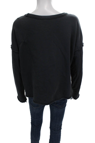 Eileen Fisher Womens Pullover Black Cotton Crew Neck Long Sleeve Size XS
