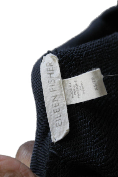 Eileen Fisher Womens Pullover Black Cotton Crew Neck Long Sleeve Size XS