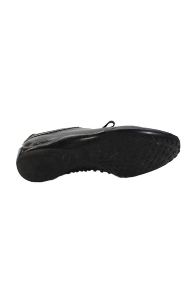 Tods Womens Leather Contrast Stitch Sneakers Black Size 7.5