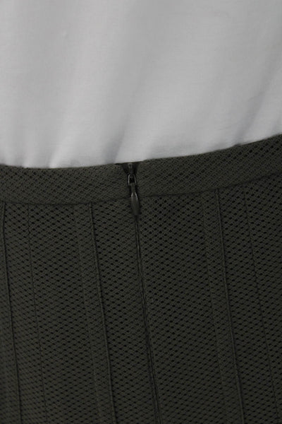 Akris Punto Women Pleated Skirt Green Polyester Knee Length Zip Size 4