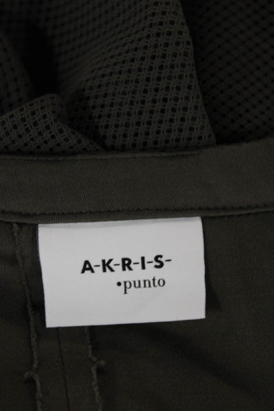 Akris Punto Women Pleated Skirt Green Polyester Knee Length Zip Size 4
