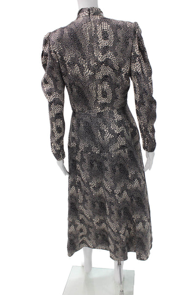 Isabel Marant Womens Fit & Flare Black High Neck Long Sleeve Dress Size 40