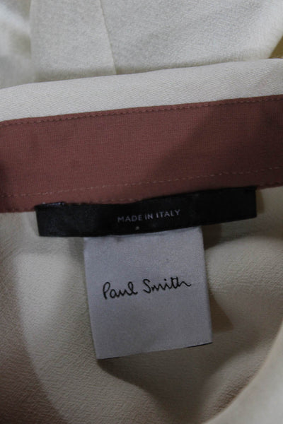 Paul Smith Women Ivory Polyester Collared Long Sleeve Basic Blouse Size 38
