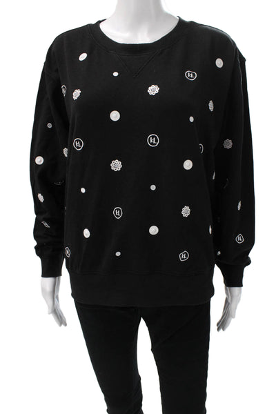Karl Lagerfeld Womens Polka Dot Pullover Sweatshirt Black Size S