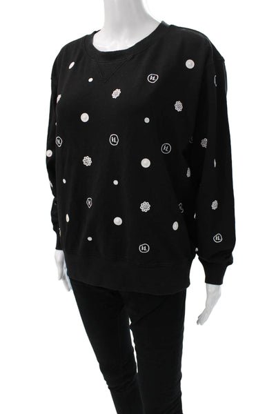 Karl Lagerfeld Womens Polka Dot Pullover Sweatshirt Black Size S