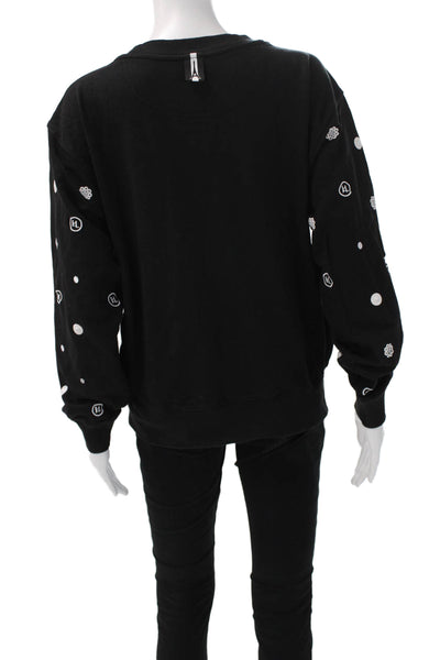 Karl Lagerfeld Womens Polka Dot Pullover Sweatshirt Black Size S