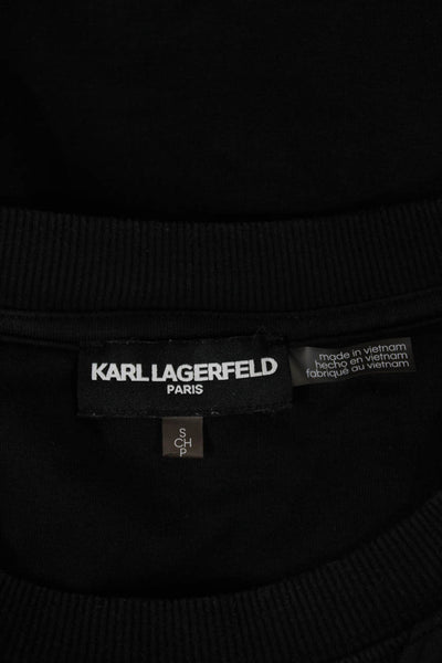 Karl Lagerfeld Womens Polka Dot Pullover Sweatshirt Black Size S