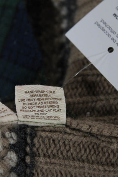 We The Free Women Military Jacket Green Cotton Fair Isle Zip Collar Size XS