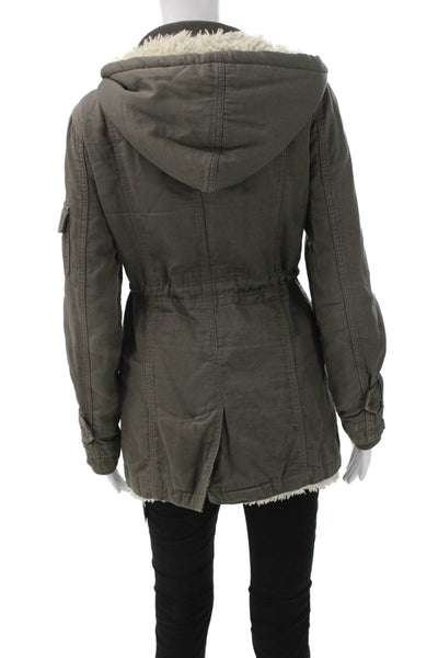 Sanctuary Womens Anorak Jacket Green Cotton Zip Long Sleeve Size XS
