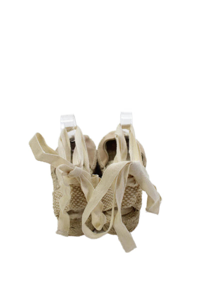 Soludos Womens Suede Lace Up Slingbacks Espadrille Flats Beige Size 6.5