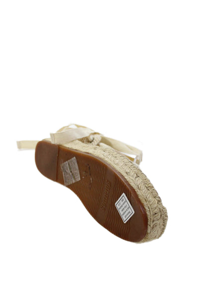 Soludos Womens Suede Lace Up Slingbacks Espadrille Flats Beige Size 6.5