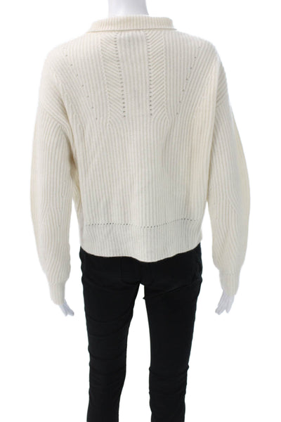 Aqua Cashmere Women Cashmere Pullover Mock Neck Long Sleeve Ivory Size S