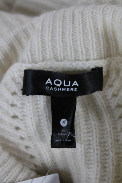 Aqua Cashmere Women Cashmere Pullover Mock Neck Long Sleeve Ivory Size S