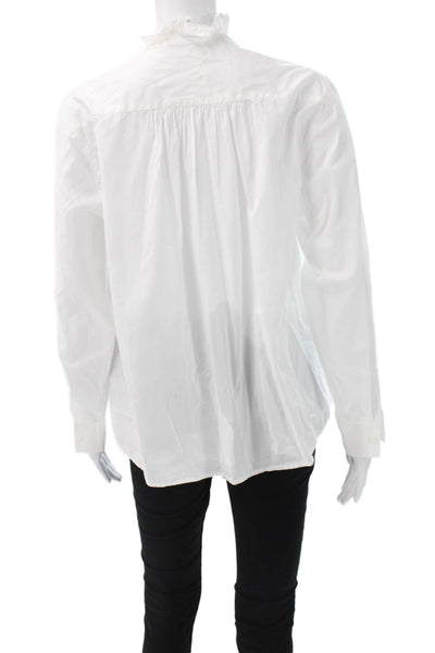 Ba&Sh Womens Basic White 100% Cotton High Neck Long Sleeve Blouse Size 2