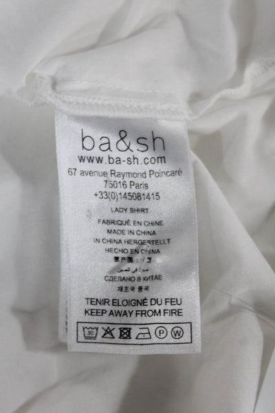 Ba&Sh Womens Basic White 100% Cotton High Neck Long Sleeve Blouse Size 2