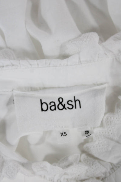 Ba&Sh Womens Basic White 100% Cotton High Neck Long Sleeve Blouse Size 2