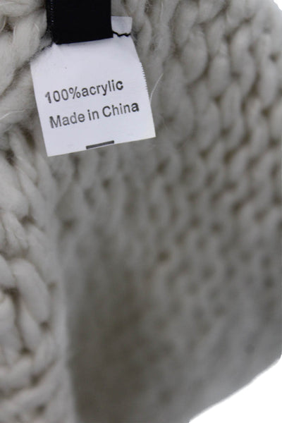 Scoop NYC Womens Tassel Trim Woven Knit Scarf Winter White