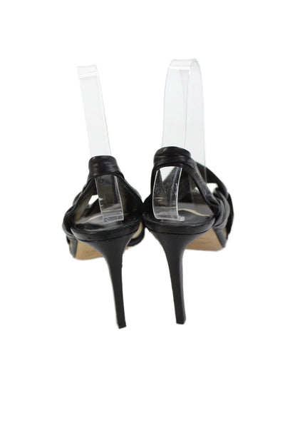 Jimmy Choo Women's Open Toe Slingback Stiletto Sandals Black Size 38.5
