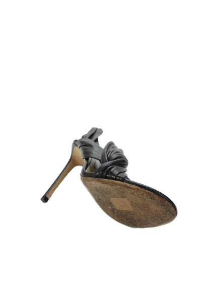 Jimmy Choo Women's Open Toe Slingback Stiletto Sandals Black Size 38.5