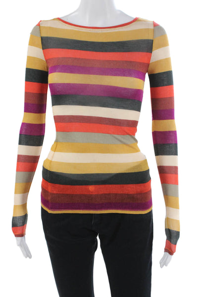 BCBGMAXAZRIA Women Basic Long Sleeve Boat Neck Modal TShirt Multicolor Size 2XS