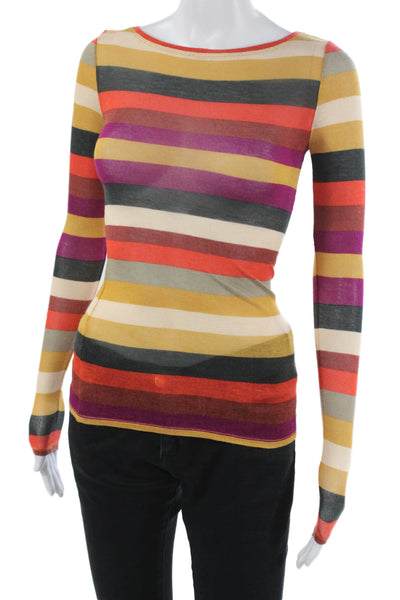 BCBGMAXAZRIA Women Basic Long Sleeve Boat Neck Modal TShirt Multicolor Size 2XS