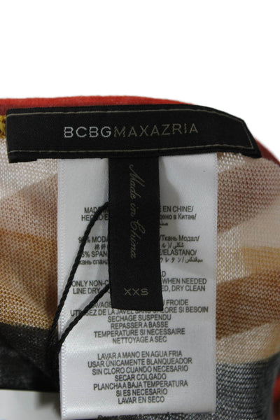 BCBGMAXAZRIA Women Basic Long Sleeve Boat Neck Modal TShirt Multicolor Size 2XS