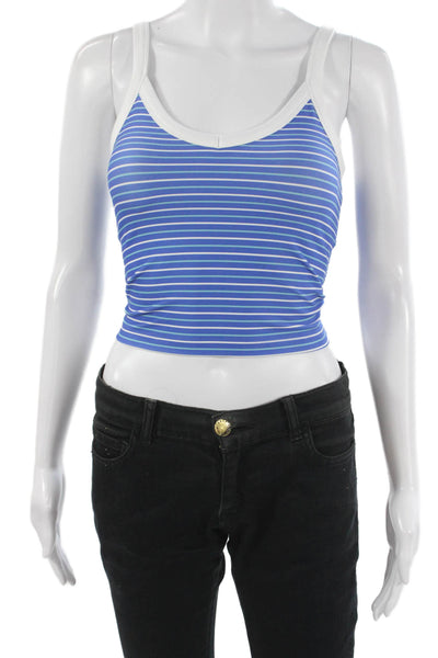 Gilly Hicks Womens Cropped Tank Blue Striped Scoop Neck Sleeveless Size 2XS