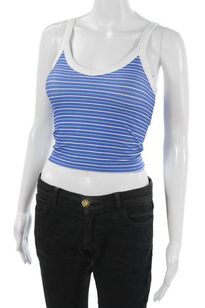 Gilly Hicks Womens Cropped Tank Blue Striped Scoop Neck Sleeveless Size 2XS