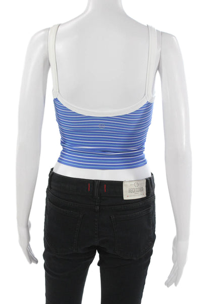 Gilly Hicks Womens Cropped Tank Blue Striped Scoop Neck Sleeveless Size 2XS