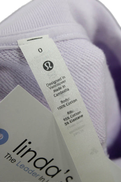 Lululemon Women Pullover Purple Cotton Crew Neck Long Sleeve Size 0