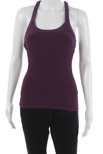 Beyond Yoga Women Basic Purple Nylon Scoop Neck Sleeveless Tank Geometric Size S