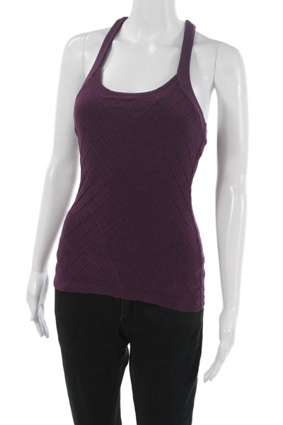 Beyond Yoga Women Basic Purple Nylon Scoop Neck Sleeveless Tank Geometric Size S