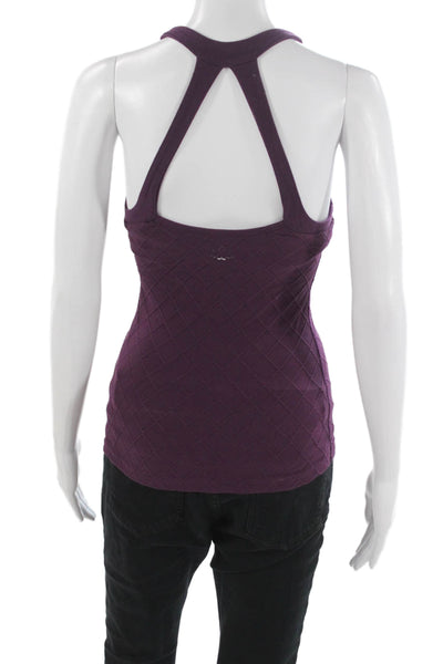 Beyond Yoga Women Basic Purple Nylon Scoop Neck Sleeveless Tank Geometric Size S