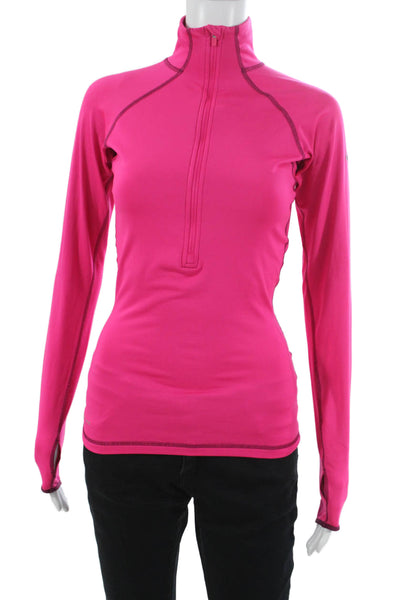 Nike Womens Pullover T-Shirt Mock Neck Long Sleeve Pink Polyester Size XS