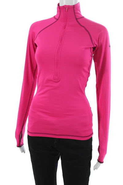 Nike Womens Pullover T-Shirt Mock Neck Long Sleeve Pink Polyester Size XS