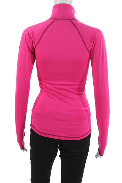 Nike Womens Pullover T-Shirt Mock Neck Long Sleeve Pink Polyester Size XS