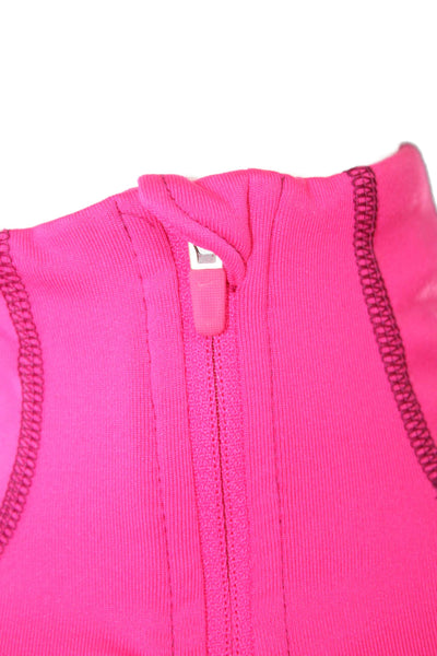 Nike Womens Pullover T-Shirt Mock Neck Long Sleeve Pink Polyester Size XS