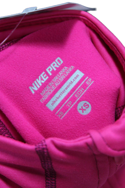 Nike Womens Pullover T-Shirt Mock Neck Long Sleeve Pink Polyester Size XS