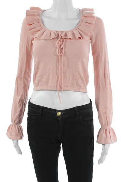 Tularosa Womens Pullover Sweater Pink Square Neck Long Sleeve Polyester Size XS